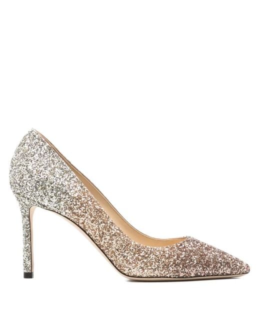 Jimmy Choo White Pumps im Glitter-Look