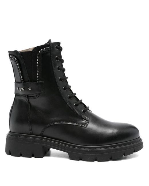 Nero Giardini Black Stud-Embellishment Leather Boots