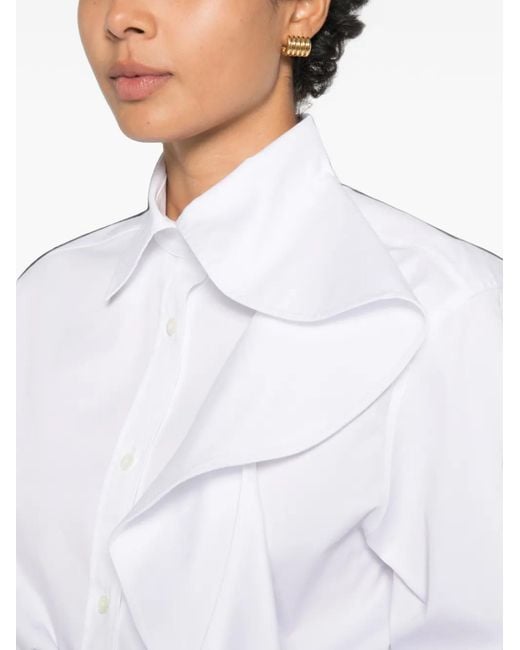 Moschino White Ruffled-Detail Long-Sleeve Shirt
