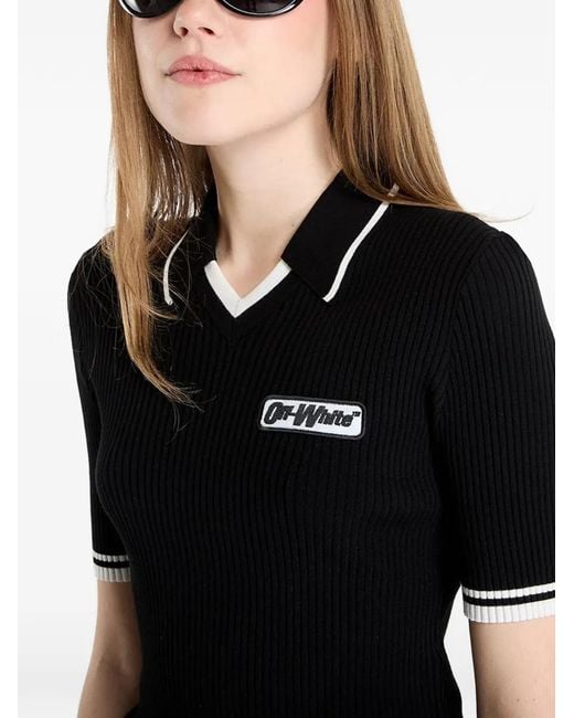 Off-White c/o Virgil Abloh Black Ribbed Short-Sleeve Top