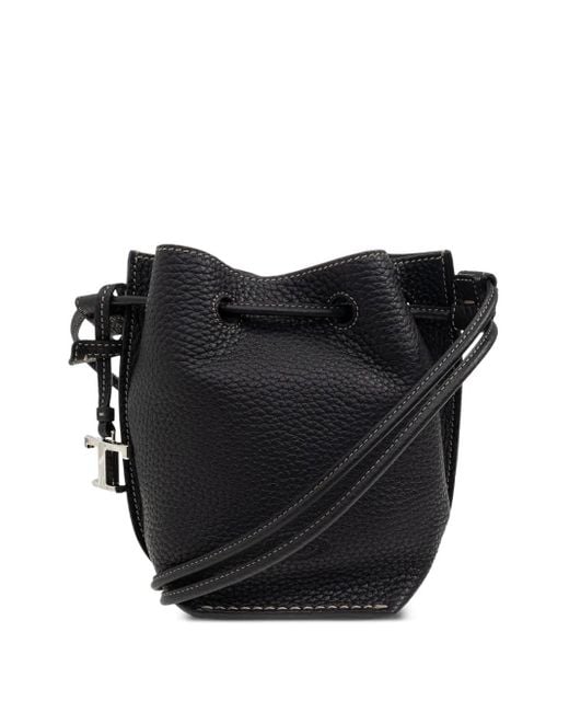 Sac Seau En Cuir À Lien De Resserrage Tod's en coloris Black