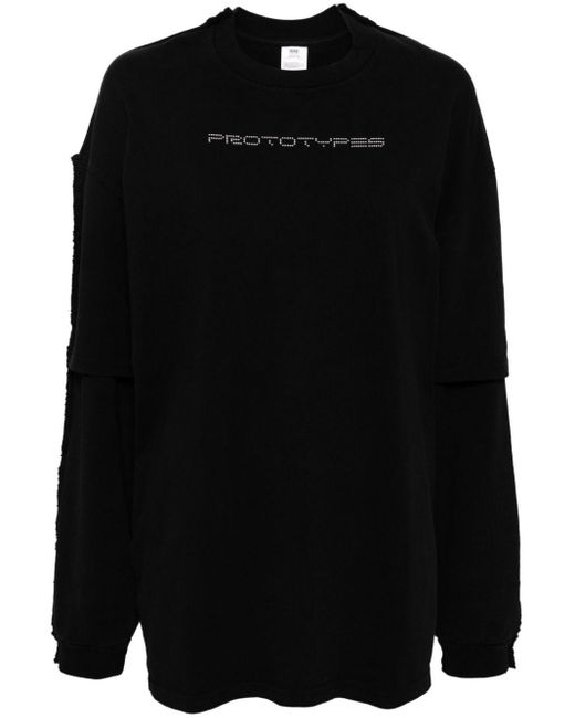 PROTOTYPES Black Logo-embellished Layered Sweatshirt