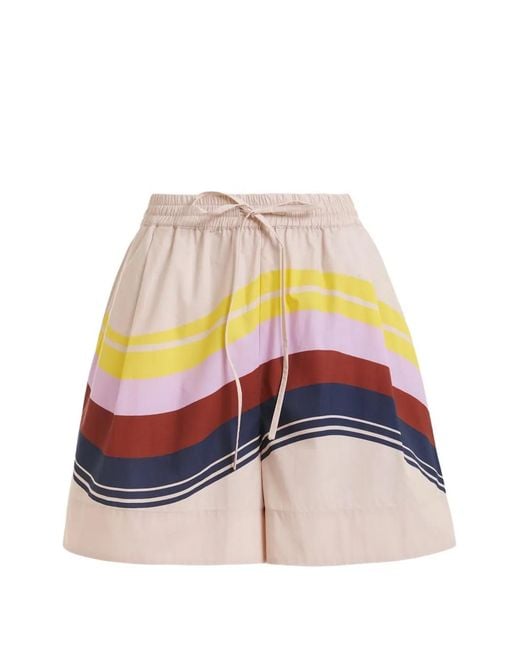 Essentiel Antwerp Red Stripe-Print Drawstring Mini Shorts