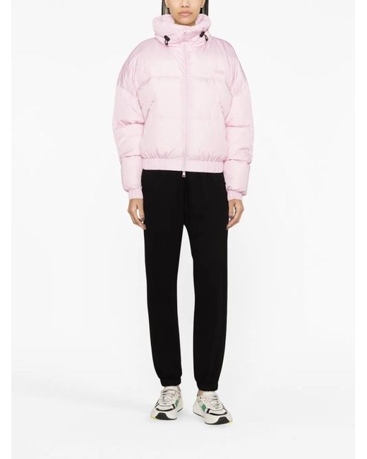 MSGM Pink Funnel Neck Quilted Padded Jacket