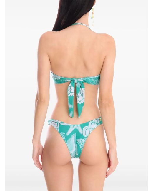 Amir Slama Green X Jade Picon Shell-Print Bikini