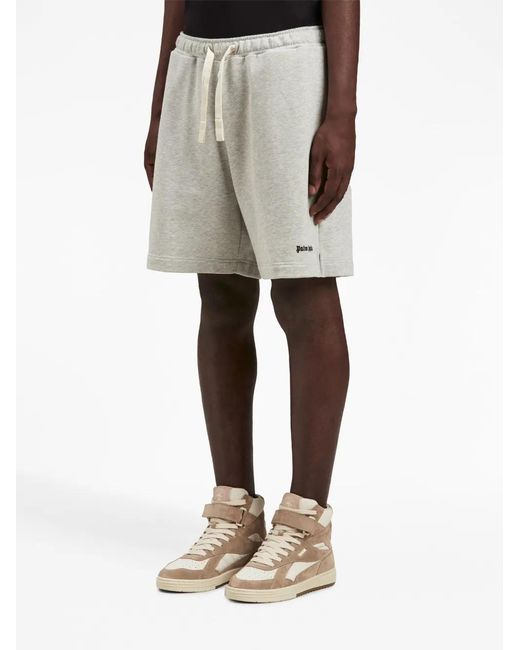 Palm Angels Gray Logo-embroidered Cotton Track Shorts - Men's - Cotton for men