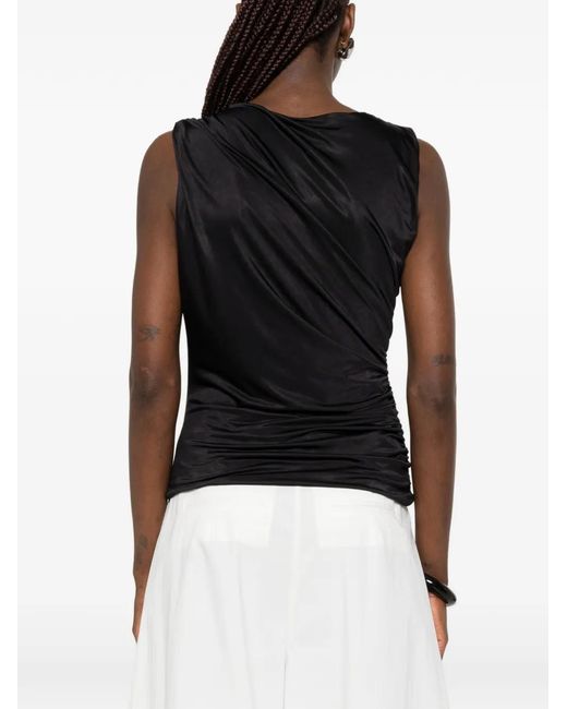 MARSĒM Black Ruched Sleeveless Top