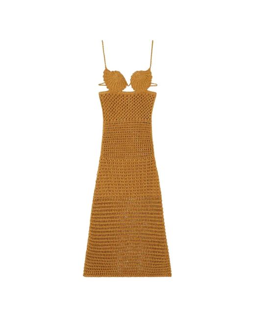 Alanui Natural The Sound Of The Sea Shell-Crochet Open-Knit Maxi Dress