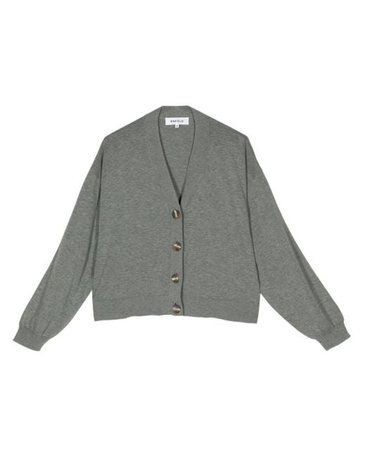 Enfold Gray Fine-knit V-neck Cardigan