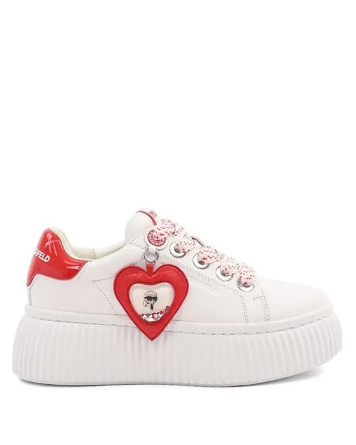 Karl Lagerfeld White Logo-Charm Sneakers