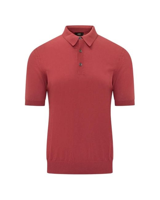 Hōsio Red Short-Sleeve Knitted Polo Shirt for men