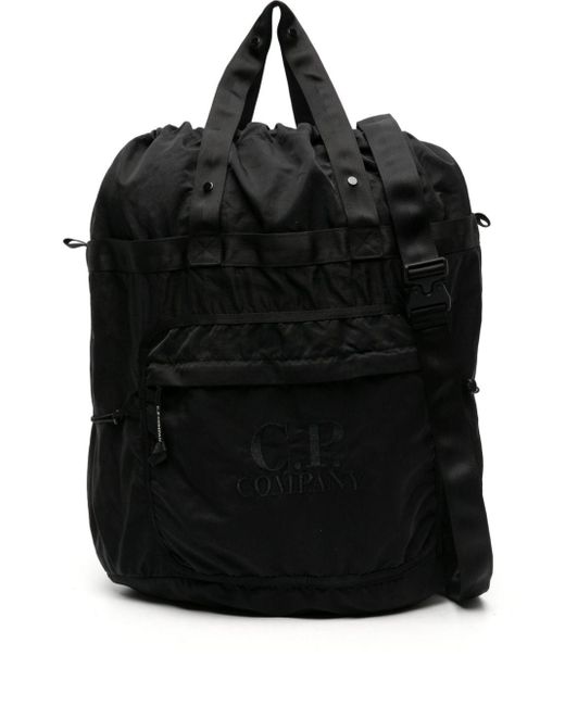C P Company Black Logo-embroidered Slouchy Messenger Bag for men