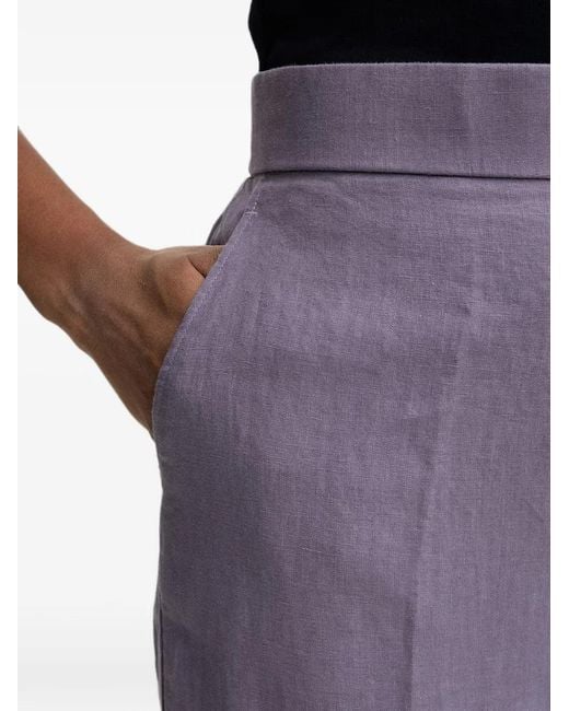 Benetton Purple Wide-Leg Linen Trousers
