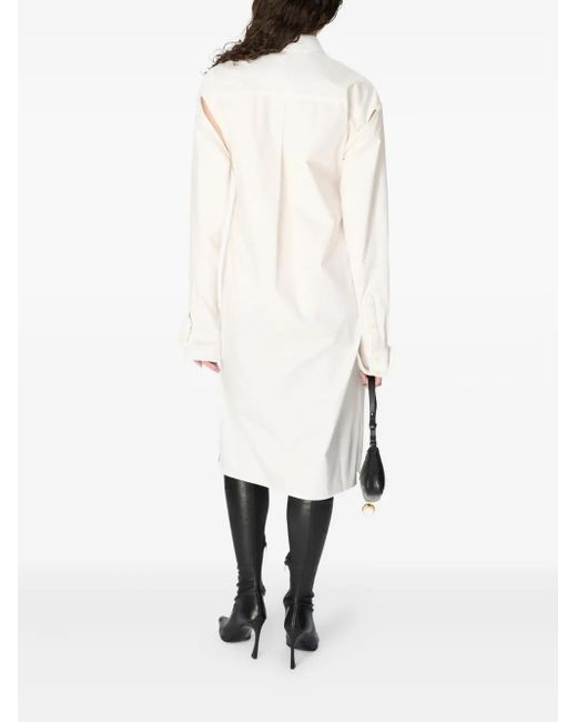 MARINE SERRE White Belted Shirt Dress