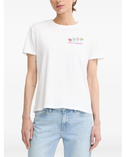 Mc2 Saint Barth White Embroidered Crew-Neck T-Shirt