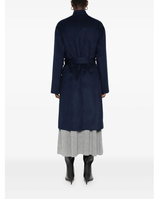 Ottod'Ame Blue Belted-Wrap Midi Coat