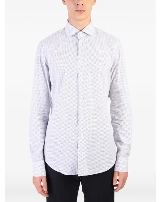 Dell'Oglio White Patterned Shirt for men