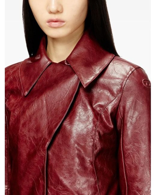 DIESEL Red Faux Leather Jacket