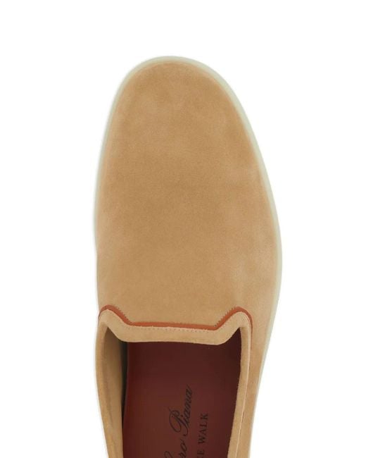 Loro Piana Brown Venice Walk Contrast-Stitching Suede Loafers for men