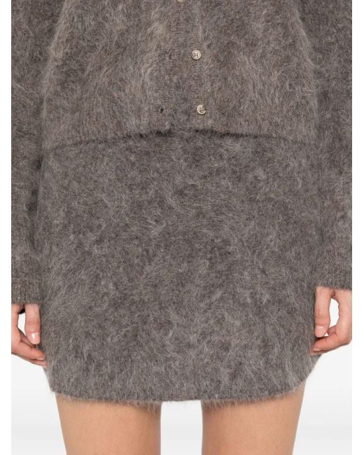 Soft Goat Gray Woven Skirt Midi