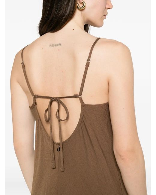 Dixie Brown Crinkled-Finish V-Neck Midi Dress
