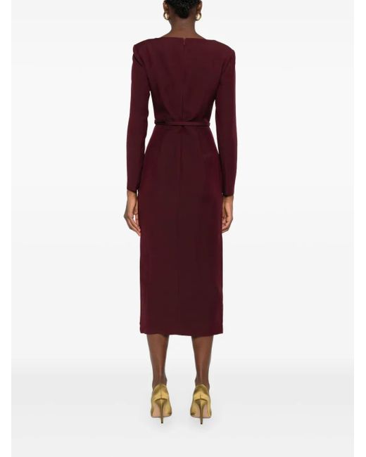 Roland Mouret Purple Square-Neck Belted Dress
