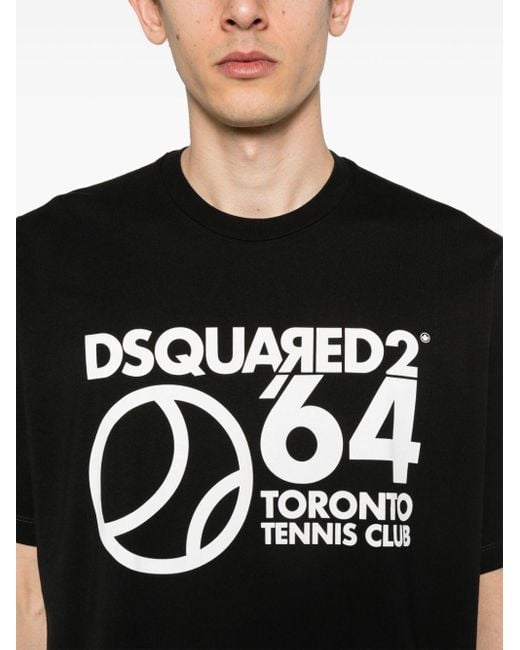 DSquared² T-Shirt mit "Tennis Club"-Print in Black für Herren