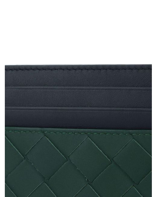 Bottega Veneta Green Intrecciato Leather Cardholder for men
