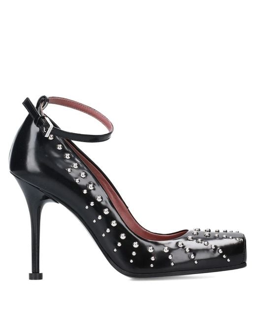 Premiata Black Studded Ankle Strap Pumps