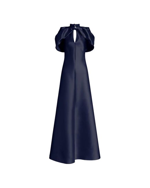 Alberta Ferretti Blue Cut-Out Cape-Sleeves Maxi Dress