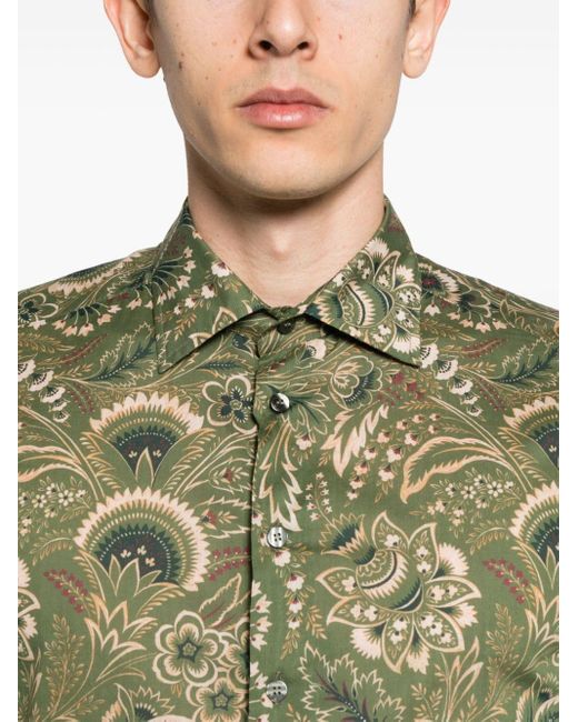 Camisa con estampado botánico Etro de hombre de color Green