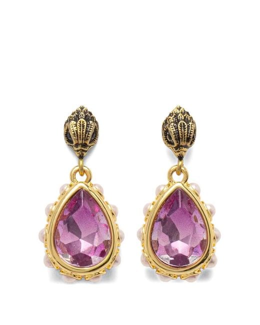 Kurt Geiger Pink Eagle-Head Crystal-Embellished Earrings