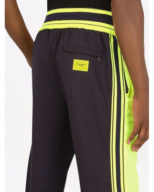Dolce & Gabbana Blue Checked Logo Track Pants for men