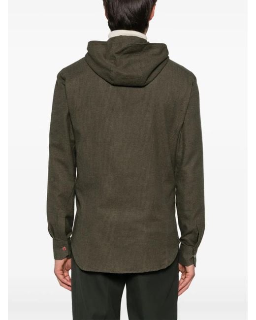 Kiton Green Houndstooth-Pattern Hoodie for men