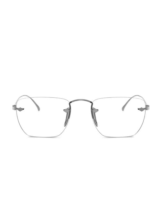 Giorgio Armani Gray Titanium Rectangle Glasses for men