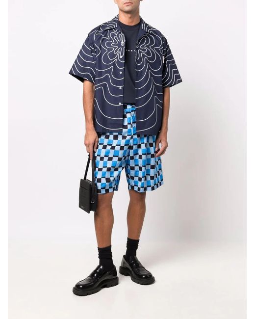 Marni Dunkelblaues Bio-Baumwoll Boxy-T-Shirt in Blue für Herren