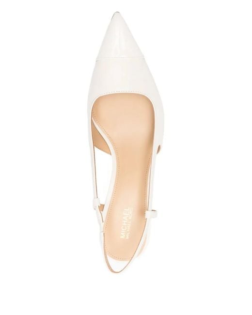 MICHAEL Michael Kors White "Alora" Toe Cap Medium Sling Pump