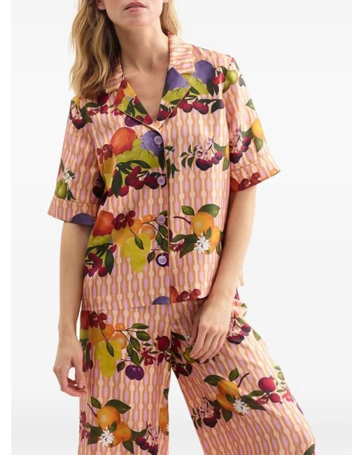 Eres Pink Canelle Fruit-Print Striped Pyjama Bottoms