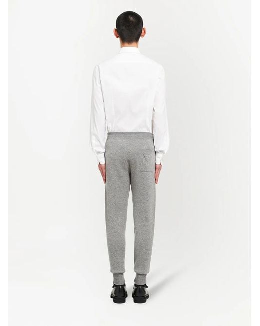 Prada Gray Cashmere Knitted Track Pants for men