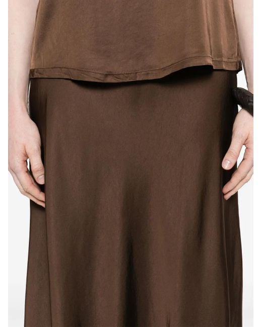 Daniele Fiesoli Brown Satined Midi Skirt