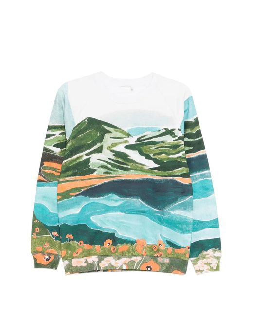 Chloé Green Graphic-Print Crew Neck Sweatshirt