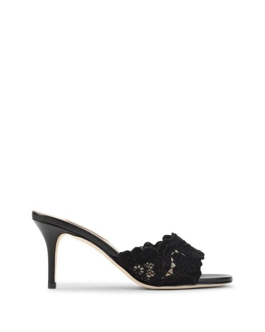 Arteana Black Como Lace-Panel Leather Sandals