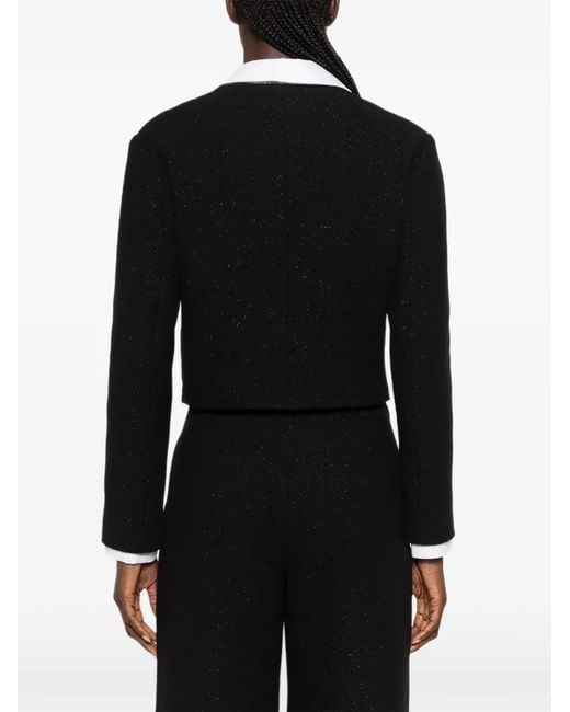 Maje Black Veste Crop À Boutonnière