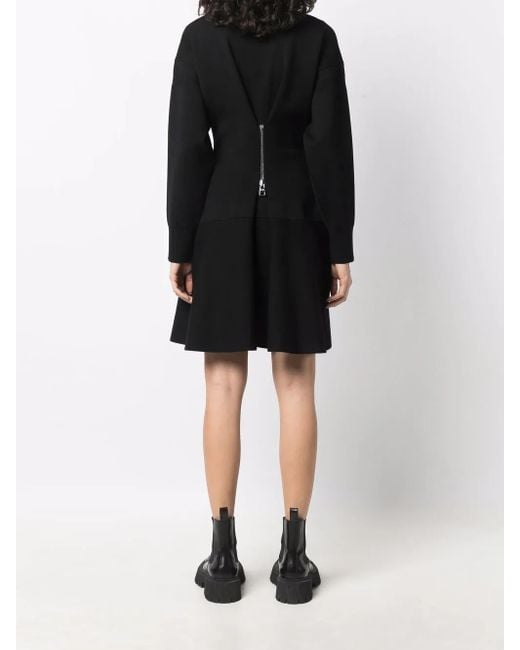 Alexander McQueen Black Zip-Detail Flared Dress