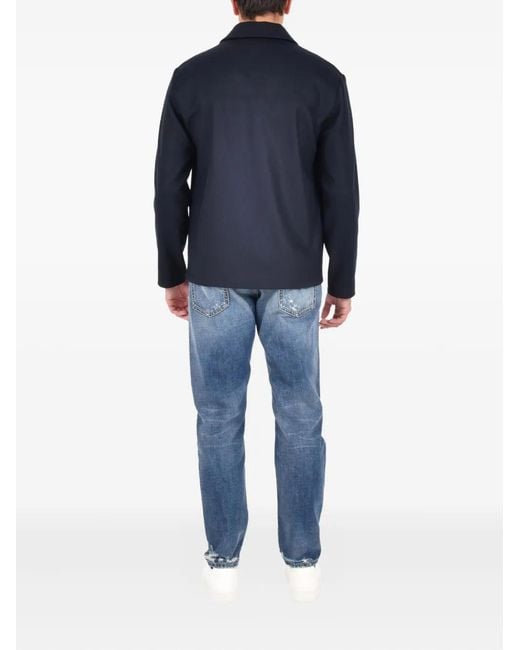 Drumohr Blue Patch-Pocket Overshirt for men