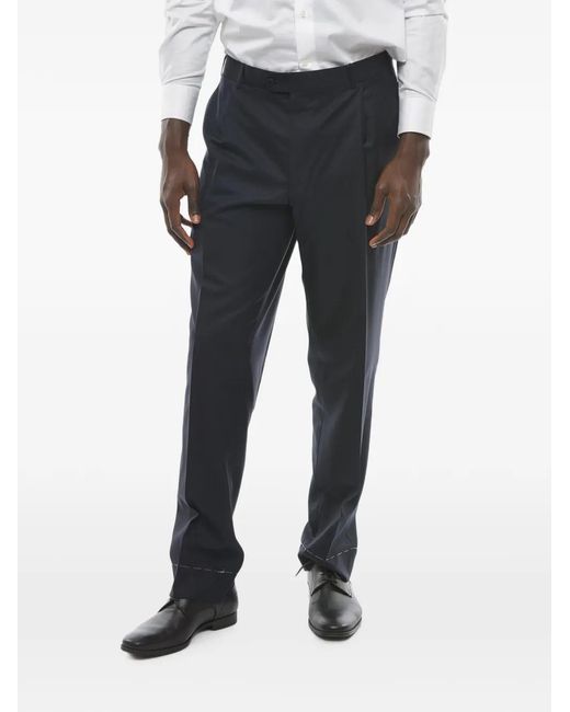Corneliani Black Mantua Pleated Wool Trousers for men