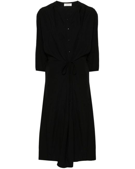 Lemaire Black Oversized Cotton Shirt Dress