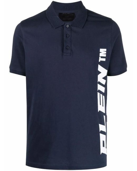Philipp Plein Blue Logo Short-Sleeve Polo Shirt for men