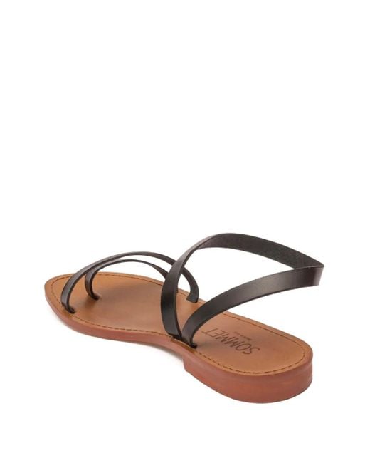 SOMMET Black Leather Ankle-Strap Sandals