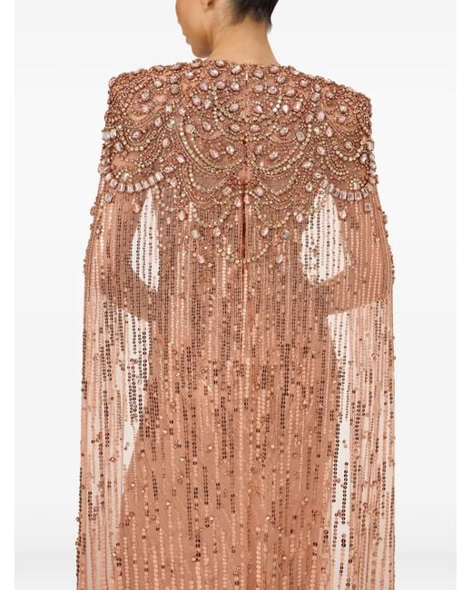 Jenny Packham Natural Lotus Lady Bead-Embellished Gown